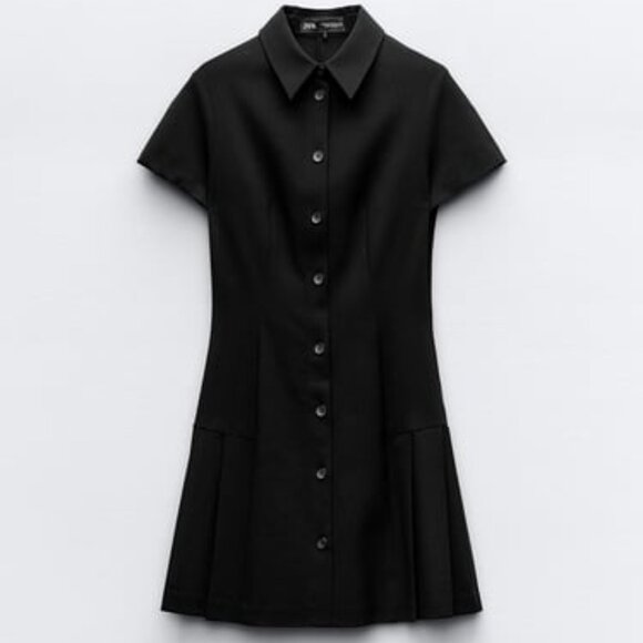 ZARA: Black Mini Shirt Dress - Picture 1 of 4